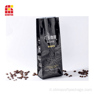 Sacchetto di imballaggio quadruplo sigillato con lato per caffè 16 oz